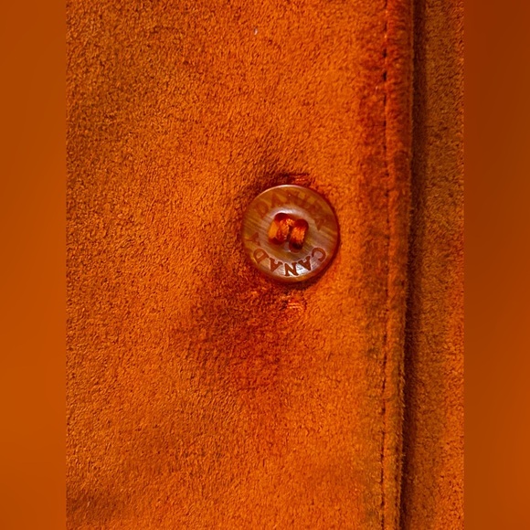 DANIER Leather Orange Suede Button Up Short Sleeve Shirt Sz Small - Picture 4 of 12
